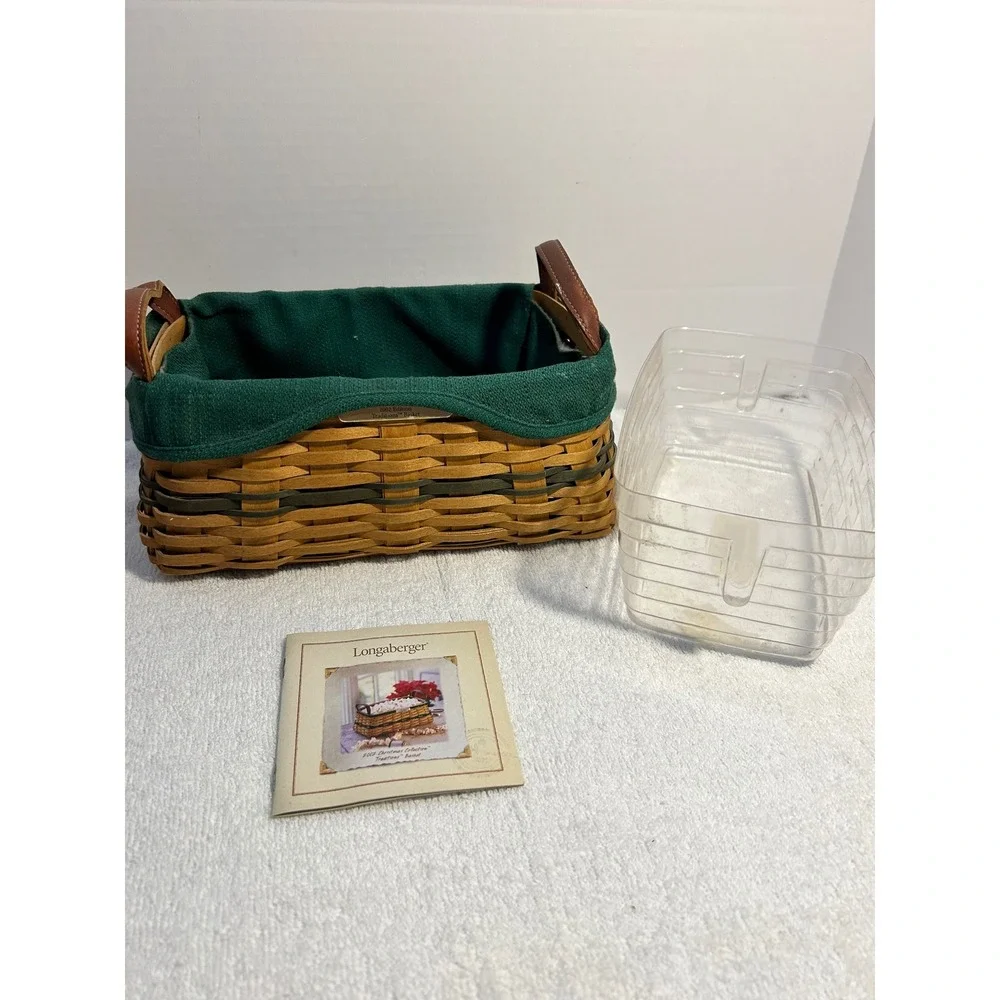 Longaberger 2002 Christmas Collection Traditions Basket Green Liner Protector